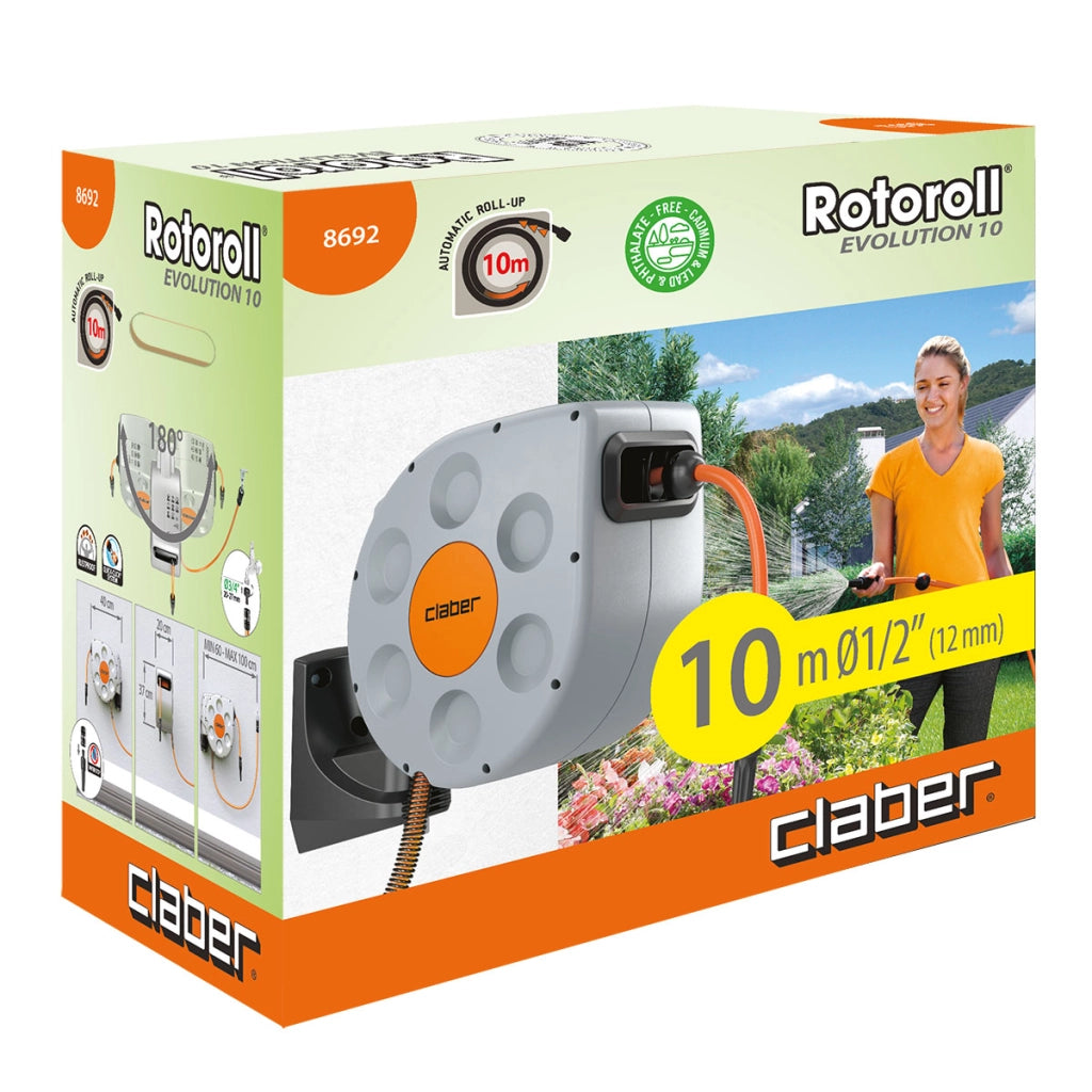 AVVOLGITUBO A MURO 'ROTOROLL EVOLUTION' Art. 8692 - con tubo mt. 10  - CLABER