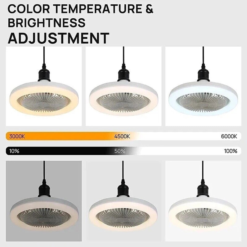 VENTILATORE PLAFONIERA LED DA SOFFITTO E27 REGOLABILE TELECOMANDO 30W AS-01579