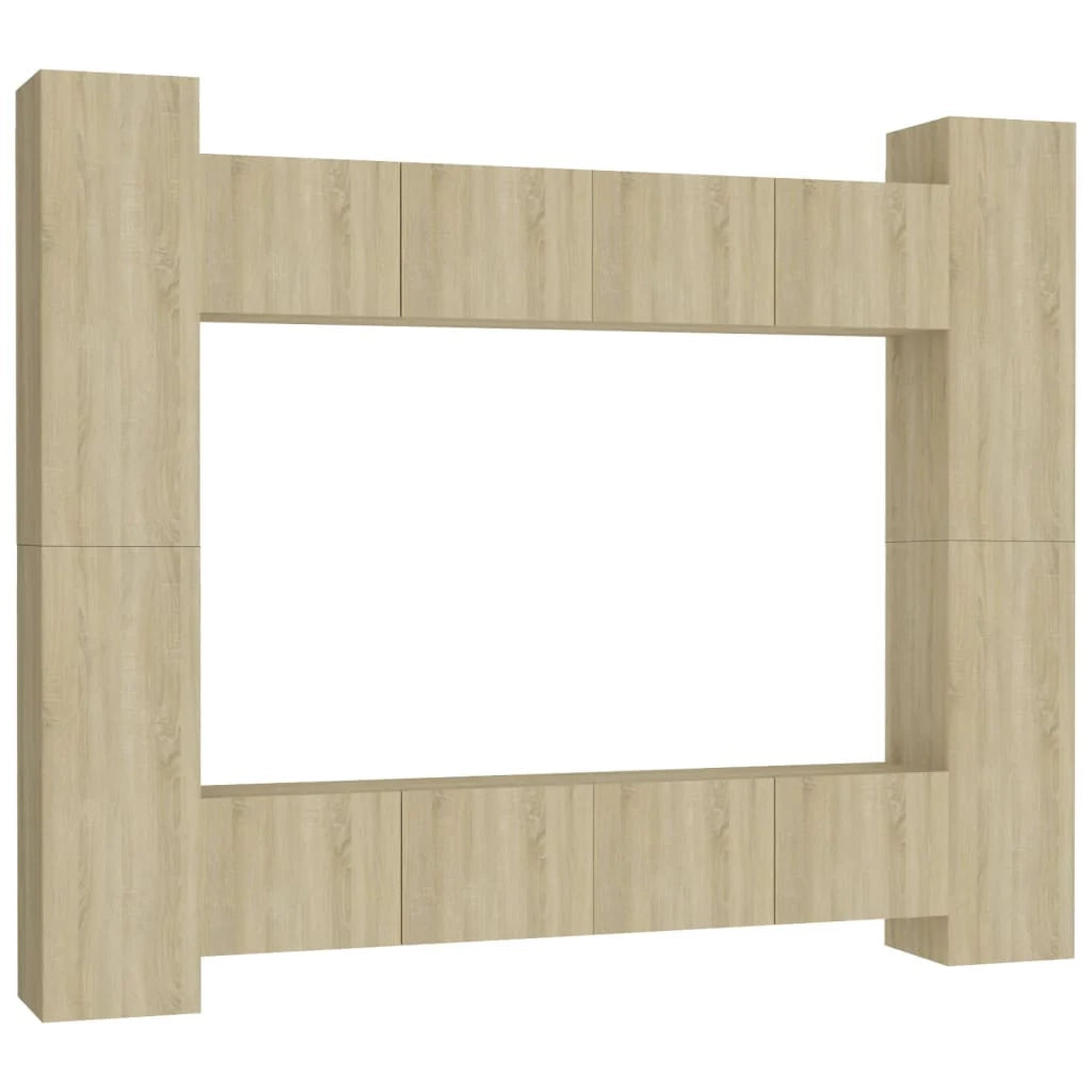 Set di mobili da 8 pezzi tra cui armadio credenza mobile porta TV soggiorno/camera da letto/salotto legno ingegnerizzato rovere Sonoma marrone 02_0025301