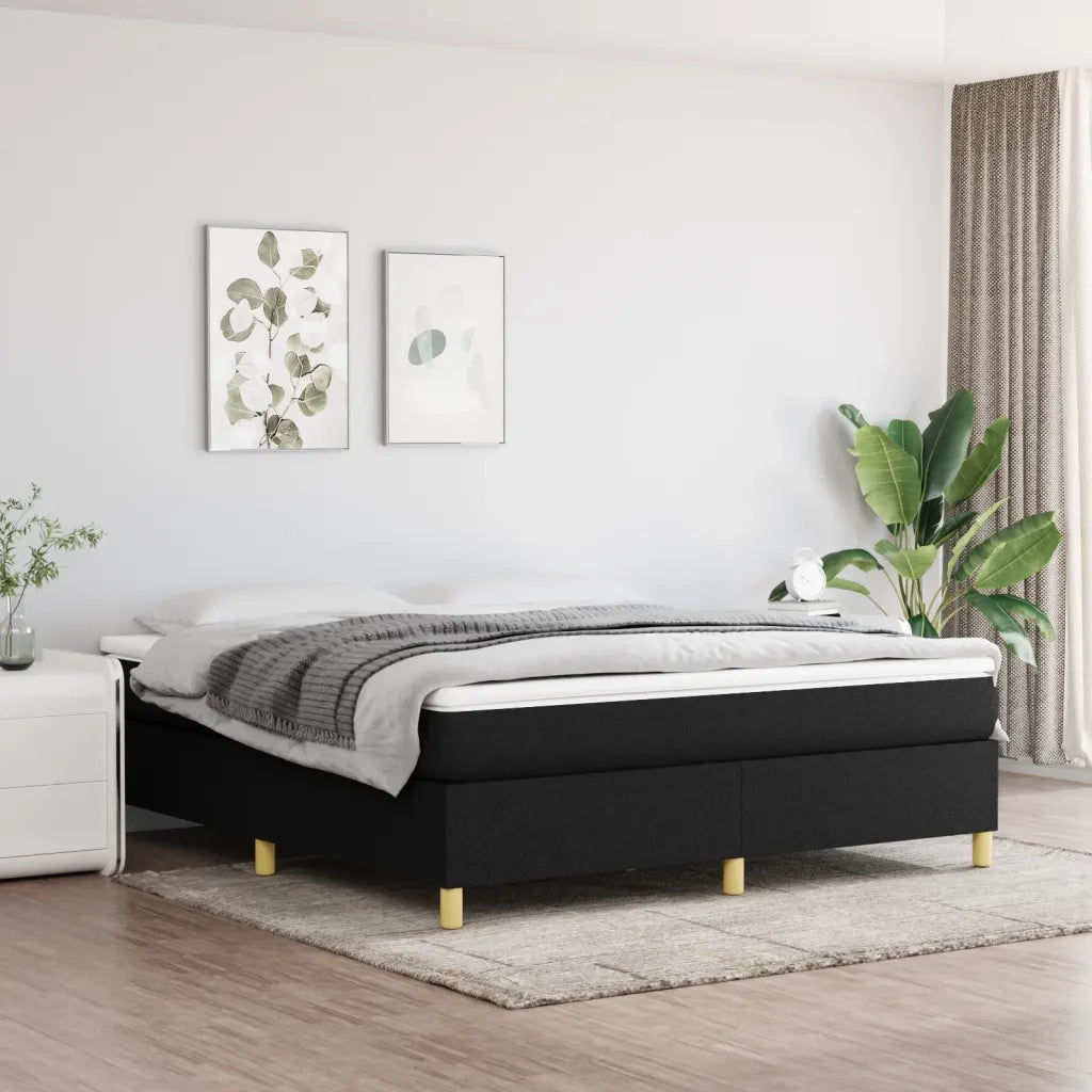 Struttura Letto a Rete a Molle Nero 180x200 cm in Tessuto