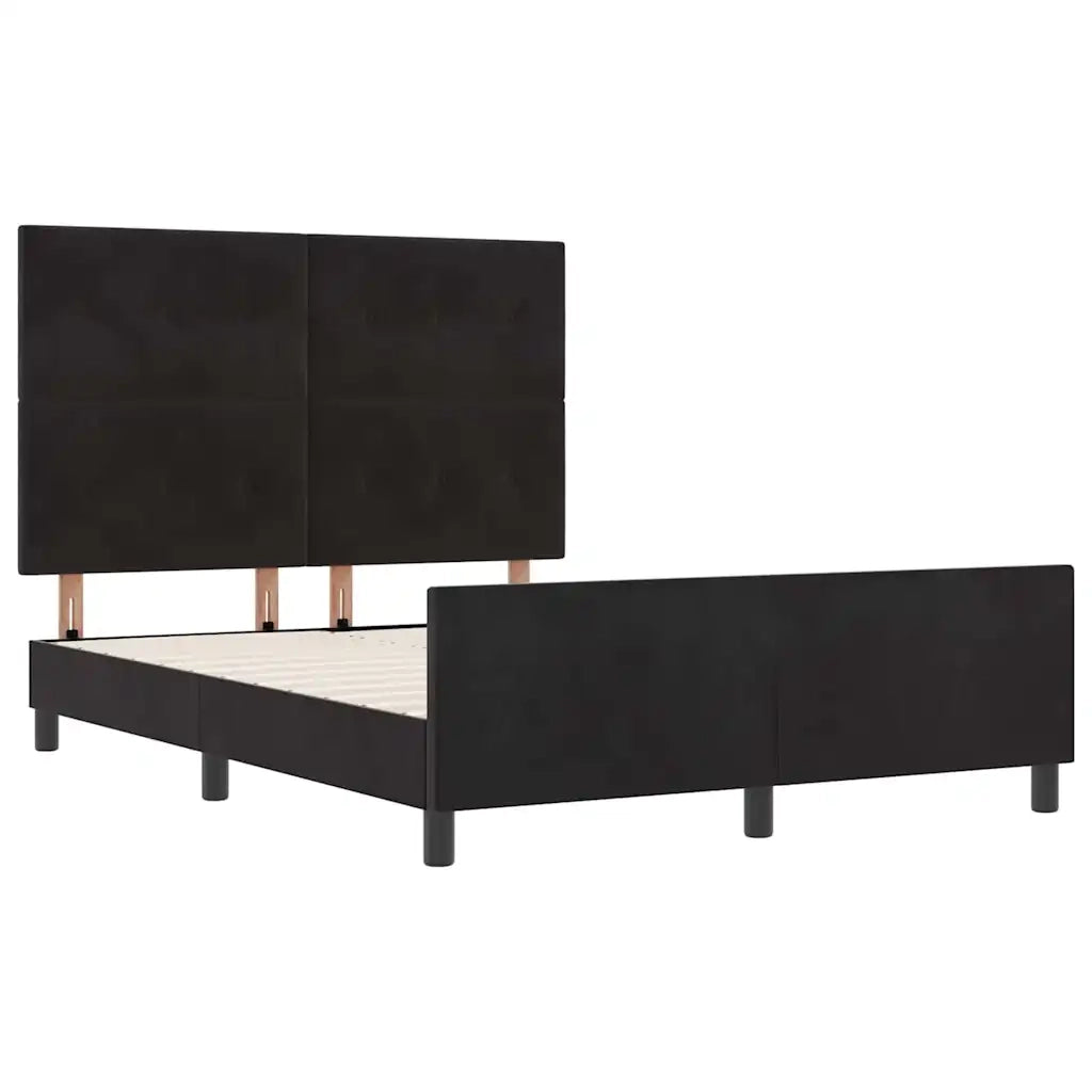 Letto a molle con testiera Nero 160 x 200 cm Velluto