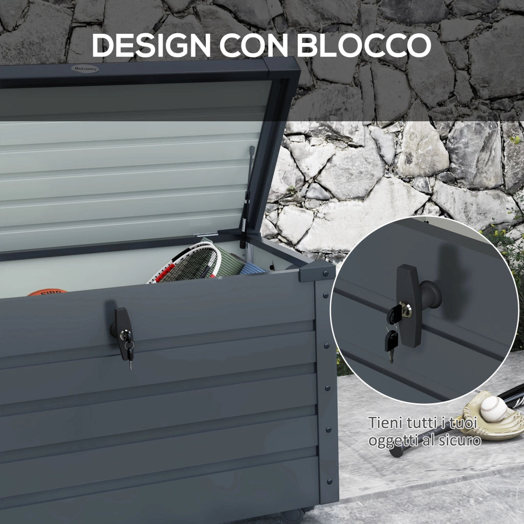 Baule da Giardino ¨C zephmum ¨C Grigio Scuro Acciaio Zincato 100x62x65