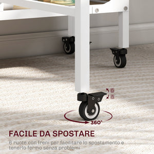 Tavolo Salvaspazio Pieghevole a 2 Ribalte per 6 Persone 130x80x74 cm Bianco e color Legno