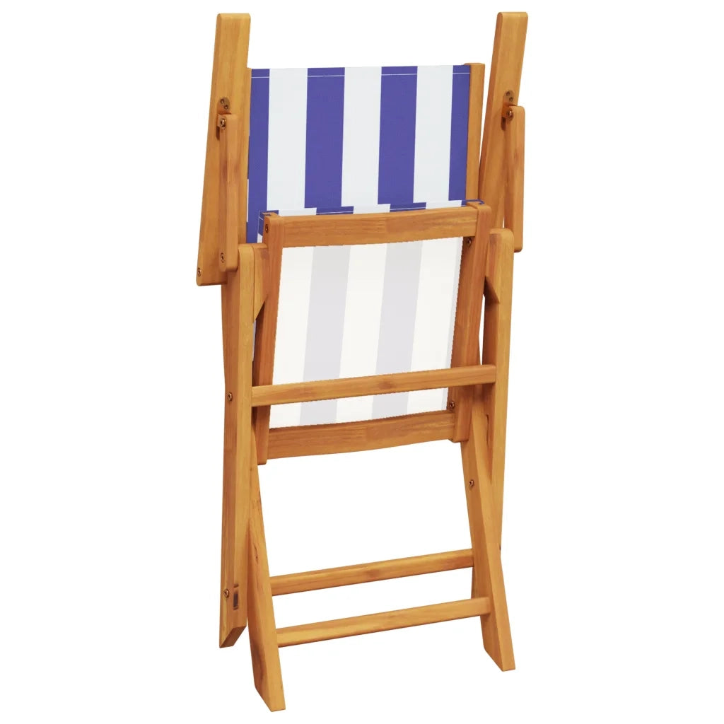 Sedie Giardino 2pz Blu e Bianco Legno Massello Acacia e Tessuto 367674