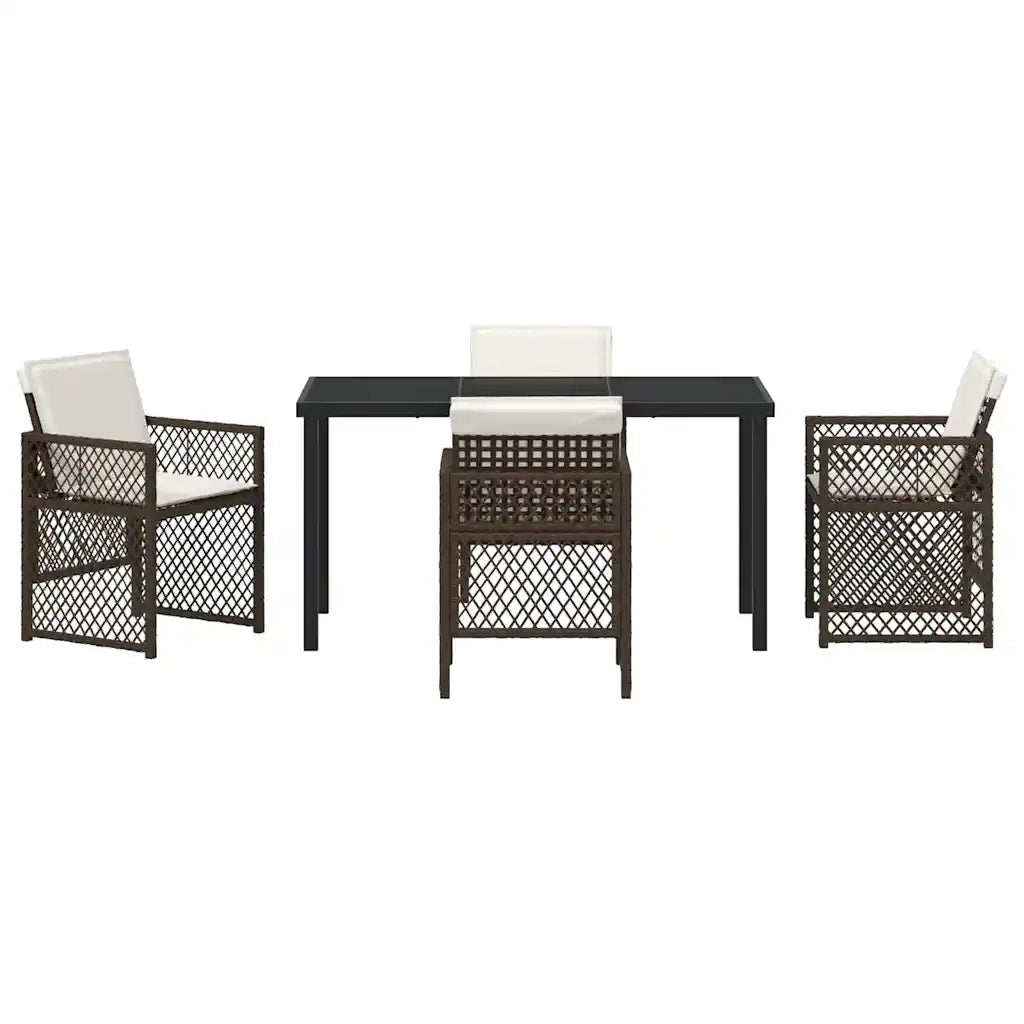 Set da Pranzo per Giardino 5 pcs Marrone polyrattan 3380630