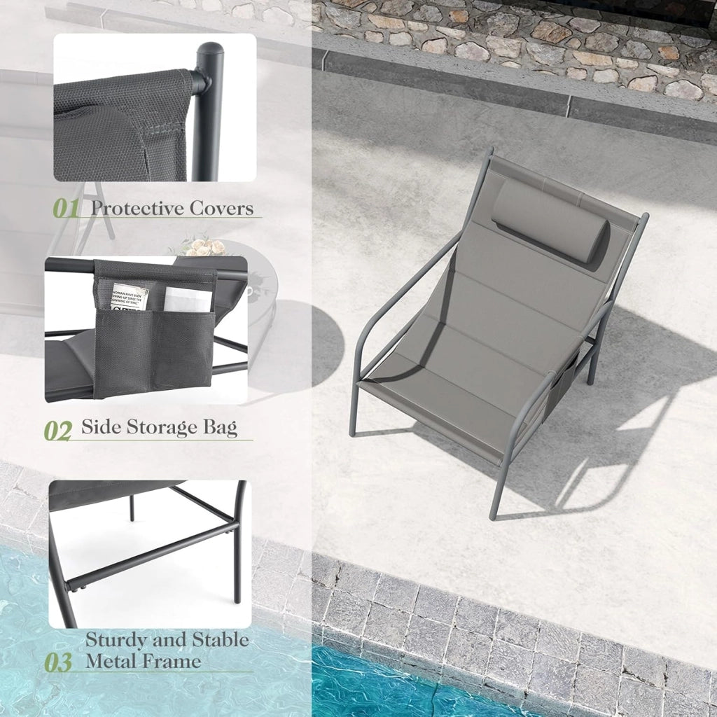 Set di 3 mobili da balcone con 2 sedie da giardino e tavolino, set di mobili da giardino in ferro e tessuto, set da giardino per balcone e terrazza