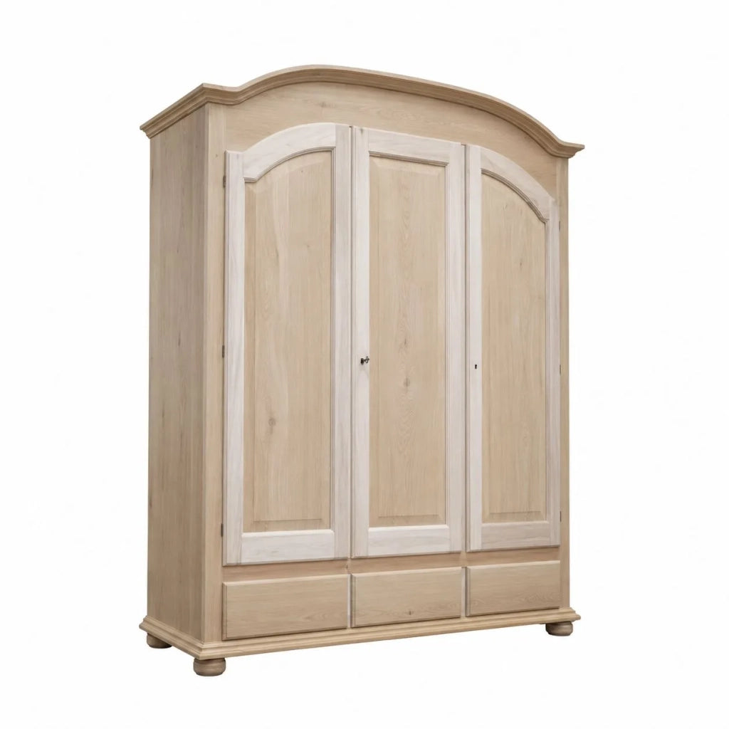 Armadio classico 3 porte 3 cassetti legno grezzo 181x61x224 (3210) - Mobili 2G