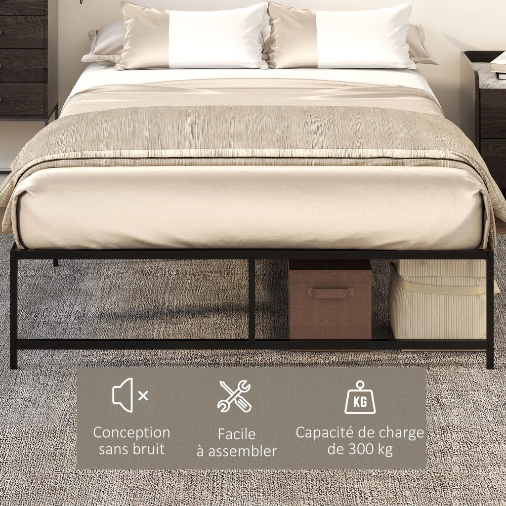 Letto matrimoniale contenitore con rete a doghe ¨C Xylo ¨C acciaio nero 140x190 cm
