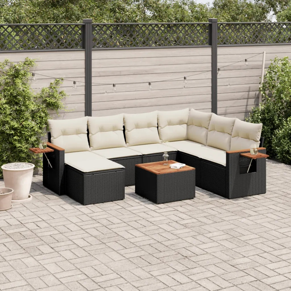 Set Divani da Giardino con Cuscini 8 pz Nero in Polyrattan 3259452