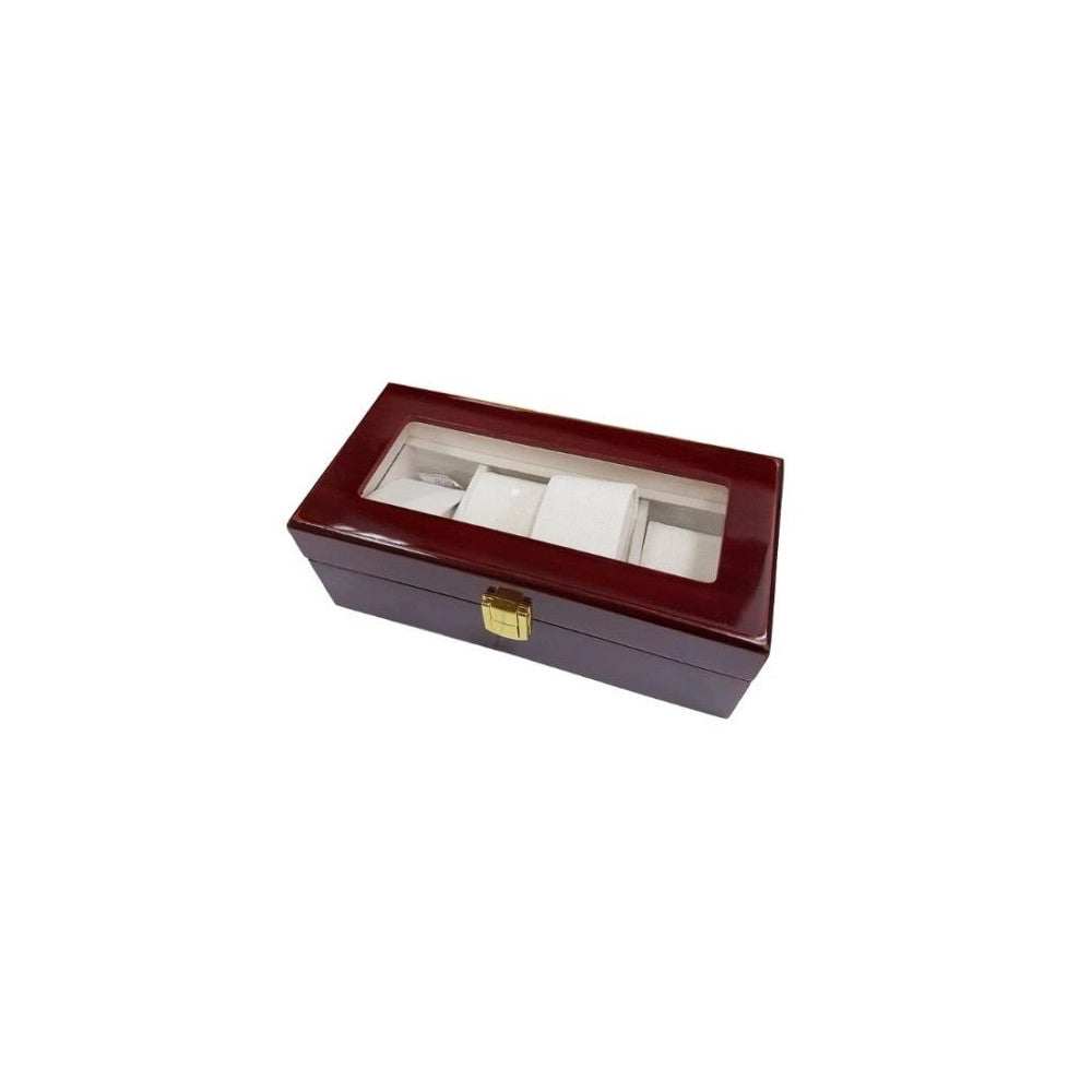 Trade Shop - Box Scatola Cofanetto Con Vetrina Porta Orologi Bracciali In Legno 4 Posti -