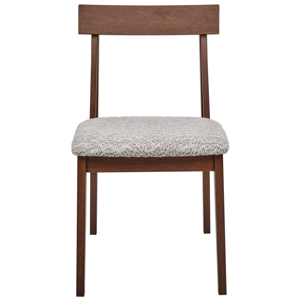 Set di 2 sedie da pranzo Struttura in legno di gomma scuro Seduta in bouclé grigio Design retrò senza braccioli