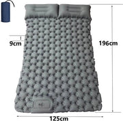Letto aeree 2 posti - Con cuscini - Pompa a pedale integrata - Grigio - Campeggio - 196 x 125 x 9 cm