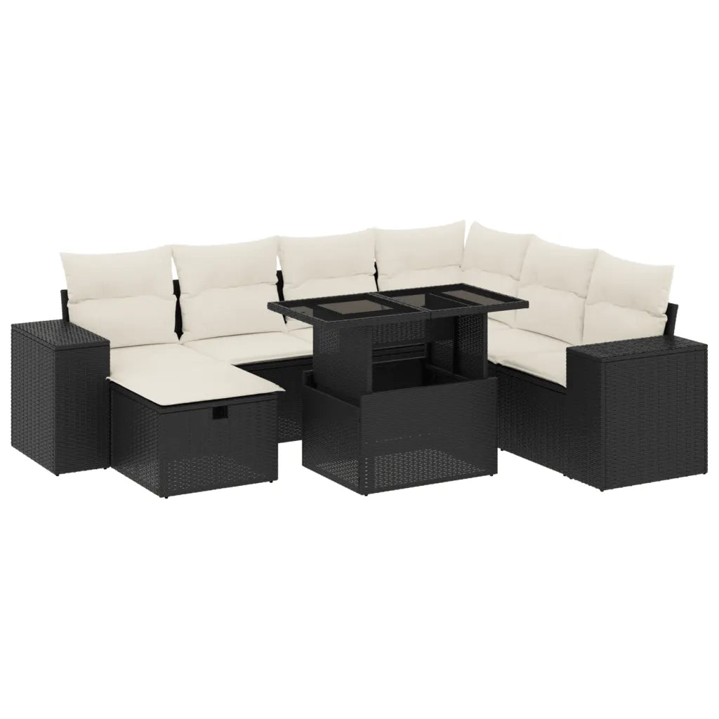 Set Divani da Giardino con Cuscini 8 pz Nero in Polyrattan 3275316
