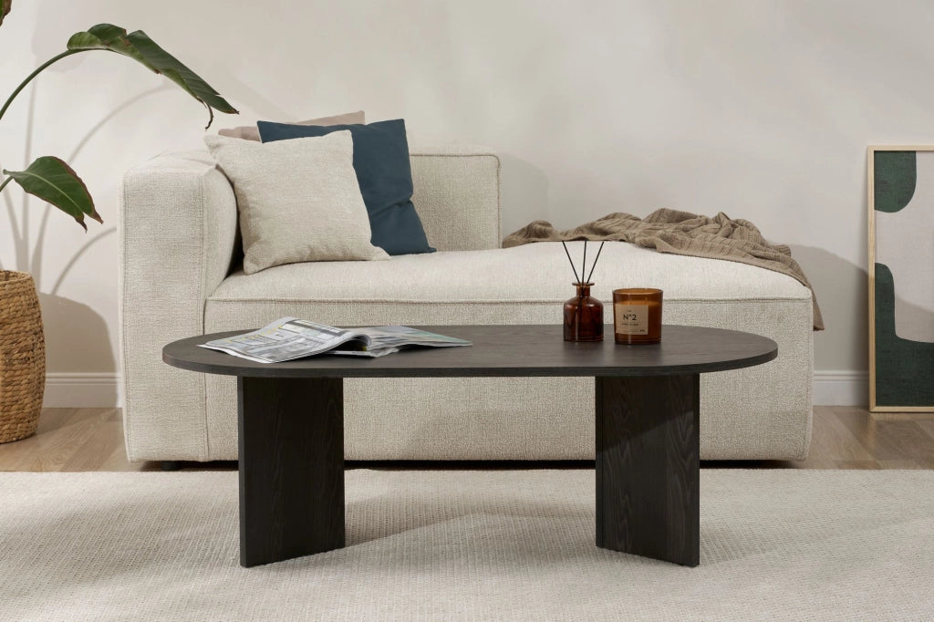 Tavolino da caffè in legno "Sabbia" - 60 x 119 x 40 cm - Nero Chiaro
