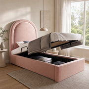LETTO imbottito con contenitore 90x200 cm rosa in velluto
