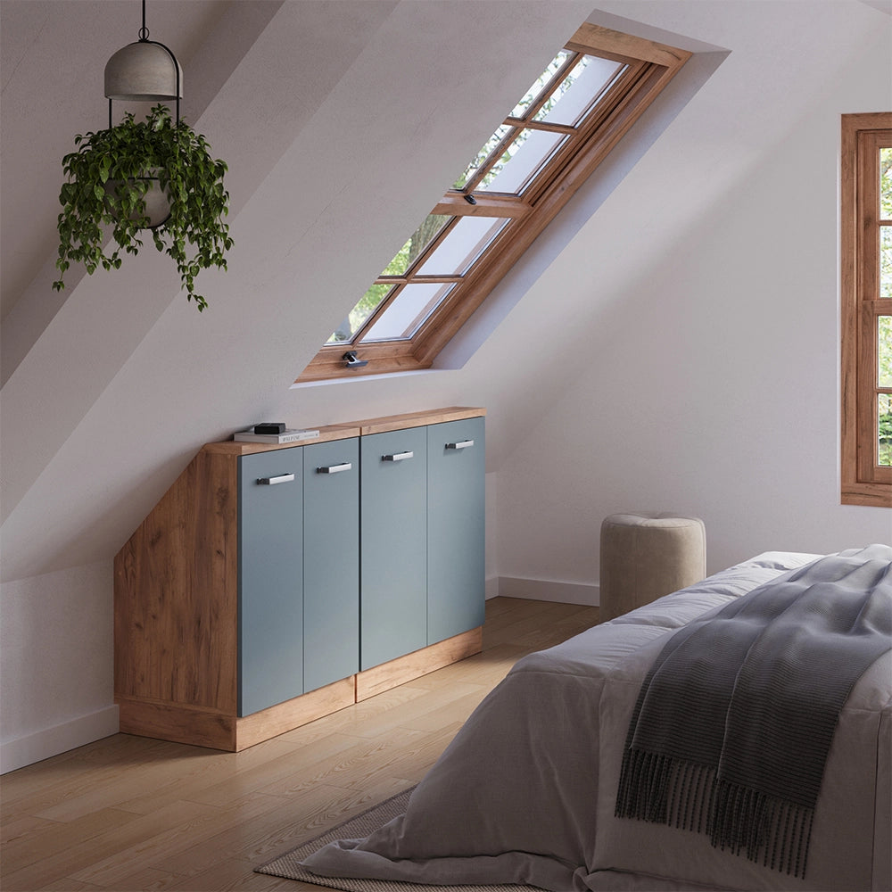 Set di mobili sottotetto Rion Grigio-blu/Bianco Set di 2 Vicco