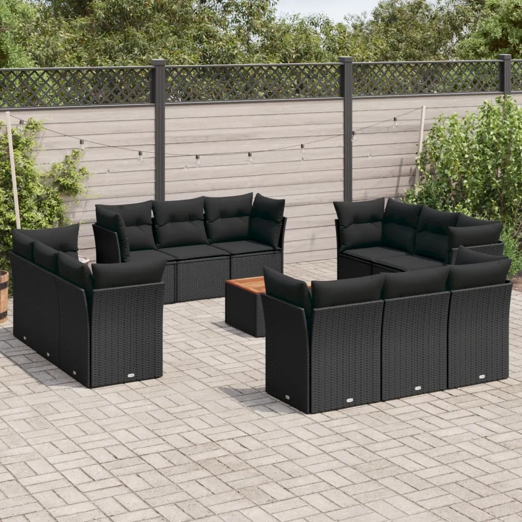 Set Divani da Giardino 13pz con Cuscini Nero in Polyrattancod mxl 113116