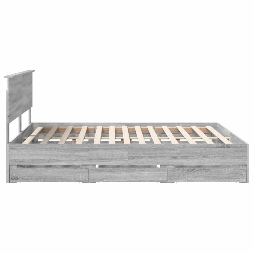 Letto matrimoniale | Letto per adulti | Struttura del letto con cassetto Grigio Sonoma 160 x 200 cm