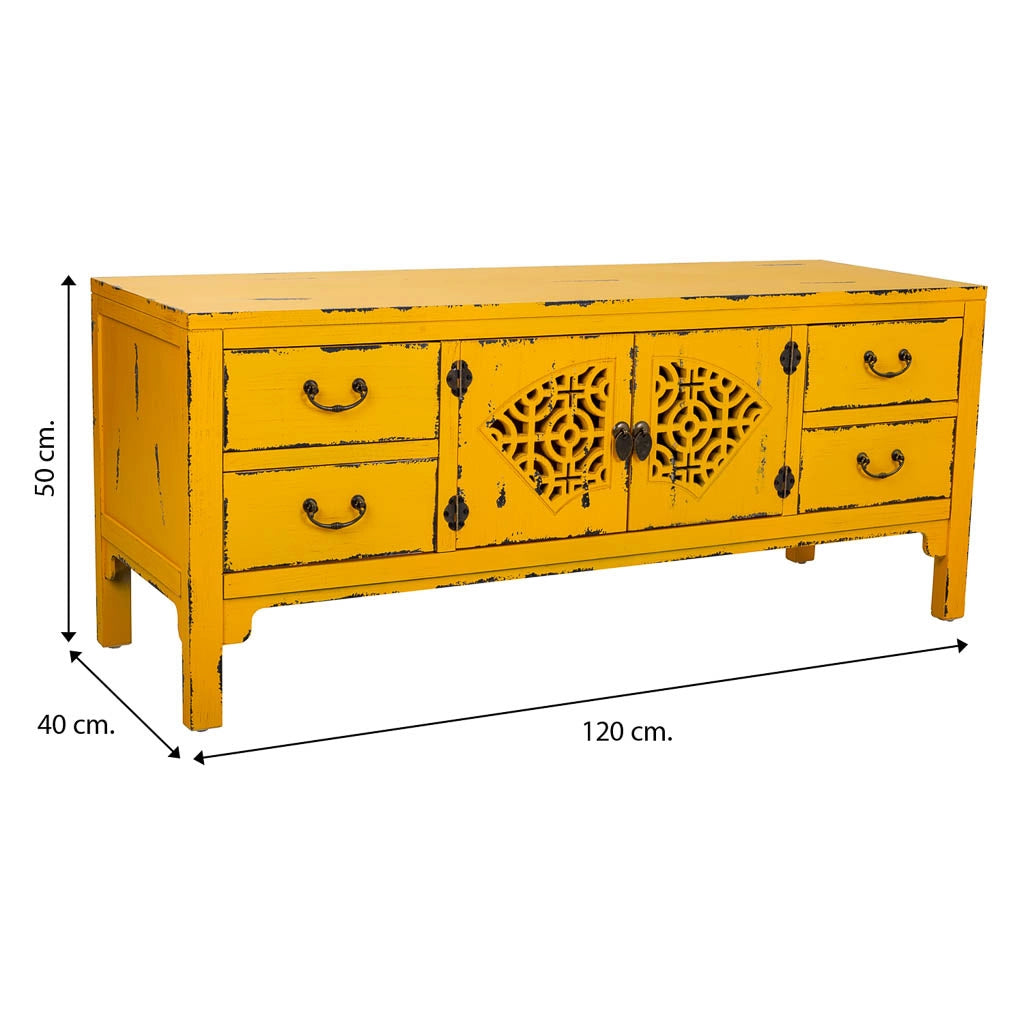 Credenza in legno gialla 120x40x50