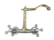 Rubinetto a parete bronzato vecchio ottone vintage dettagli in ceramica