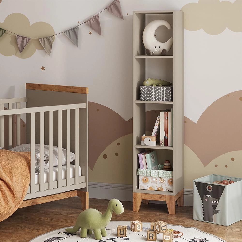 Scaffale per bambini Malia, Cashmere/Artigianale, 35.2 x 159.5 cm, adatto per la conservazione di libri e giocattoli