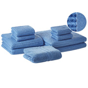 Set di 9 asciugamani da bagno e tappetino da bagno per ospiti in cotone blu Zero Twist