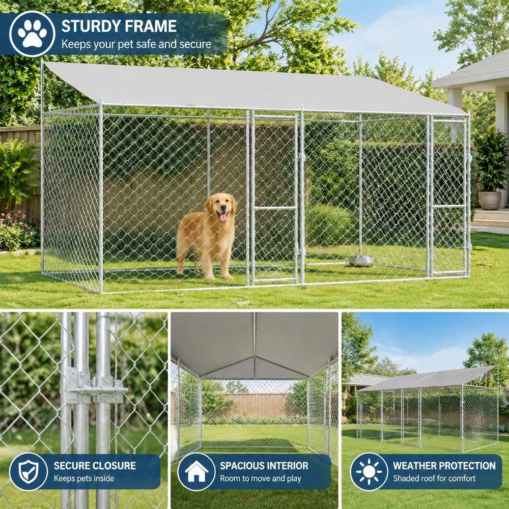 Dog Cage Silver 400 X 200 X 256 Cm Galvanized Steel