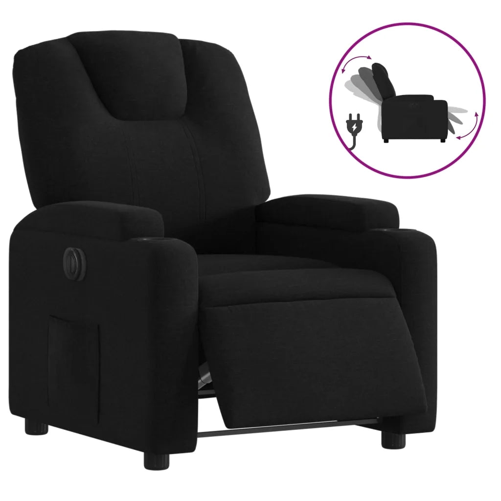 Poltrona Elettrica Reclinabile Nera in Tessuto 3204346