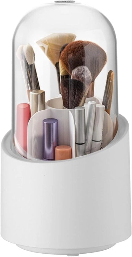 Organizzatore di Pennelli per Trucco con Coperchio - Contenitore di Pennelli per Trucco Rotativo - 24cm di Altezza - Contenitore di Trucco per Pennelli di Stoccaggio