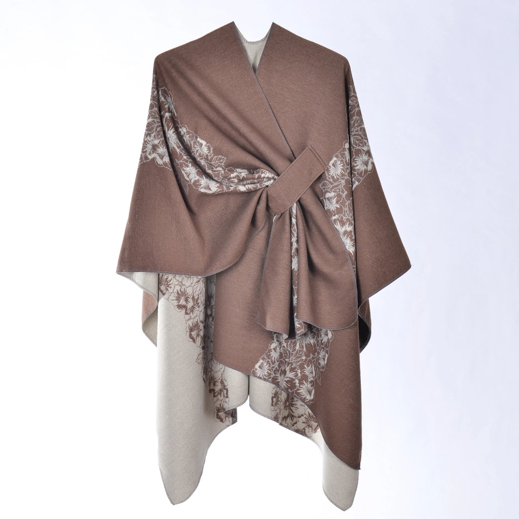 Mantella da donna in cashmere double-face con spacco