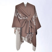 Mantella da donna in cashmere double-face con spacco