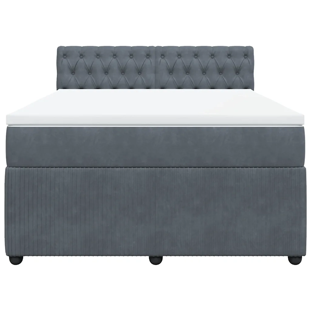 Giroletto a Molle con Materasso Grigio Scuro 160x200 cm Velluto 3290089