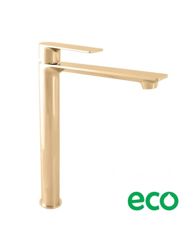 Miscelatore lavabo alto NIL in ottone dorato senza sifone H. 26,1 cm