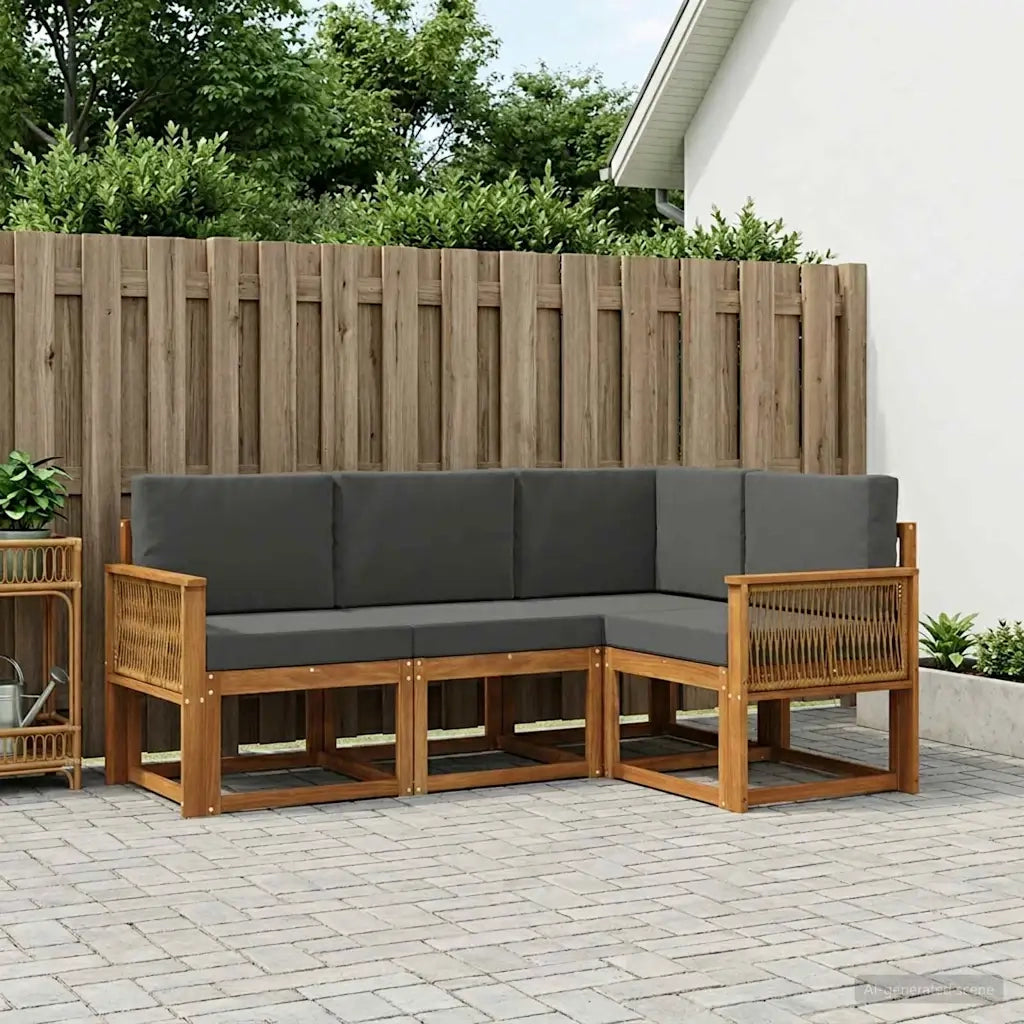 Set di divani da esterno 4 pcs Naturale e Antracite Poliestere