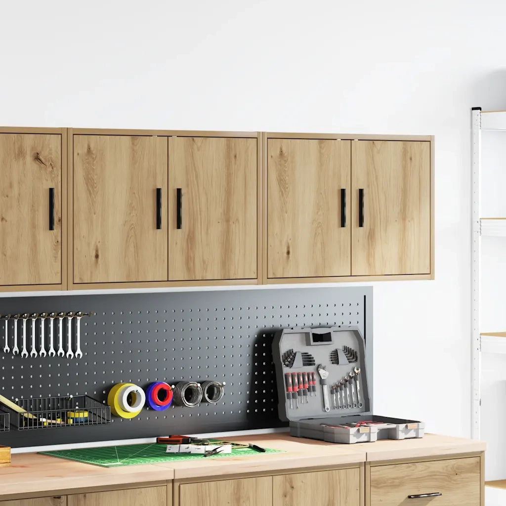 Pensili per Garage 2 pz Rovere Artigianale in Legno Multistrato 860660