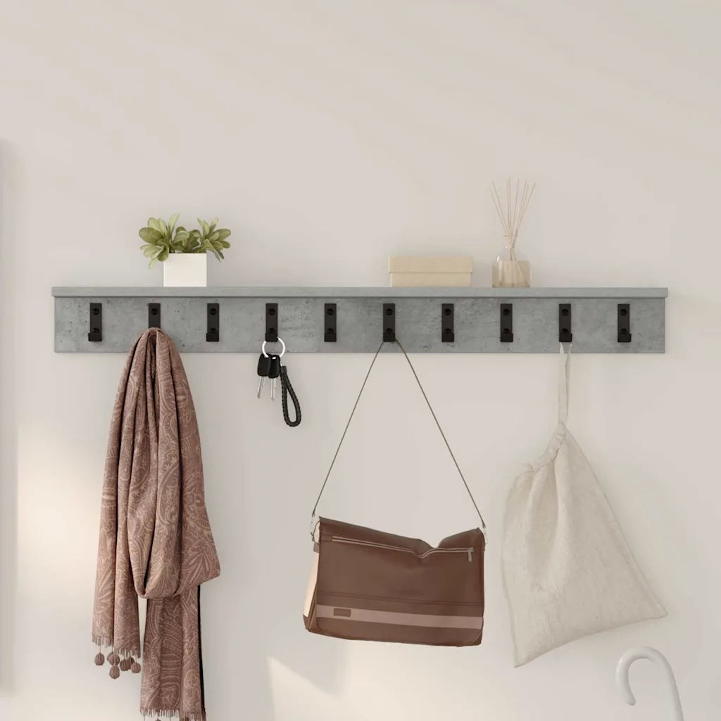vidaXL Appendiabiti a muro Grigio cemento 100 x 10.5 x 10.5 cm