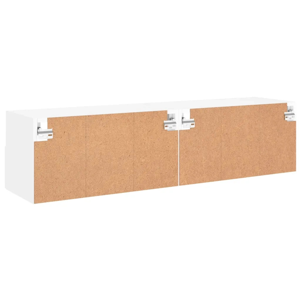 Mobili TV a Parete 2pz Bianchi 60x30x30 cm in Legno Multistrato 836855