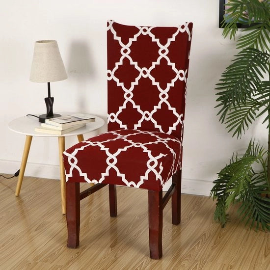 Sedia da tavolo 6 posti, alta, con struttura in rattan rosso, rimovibile e lavabile