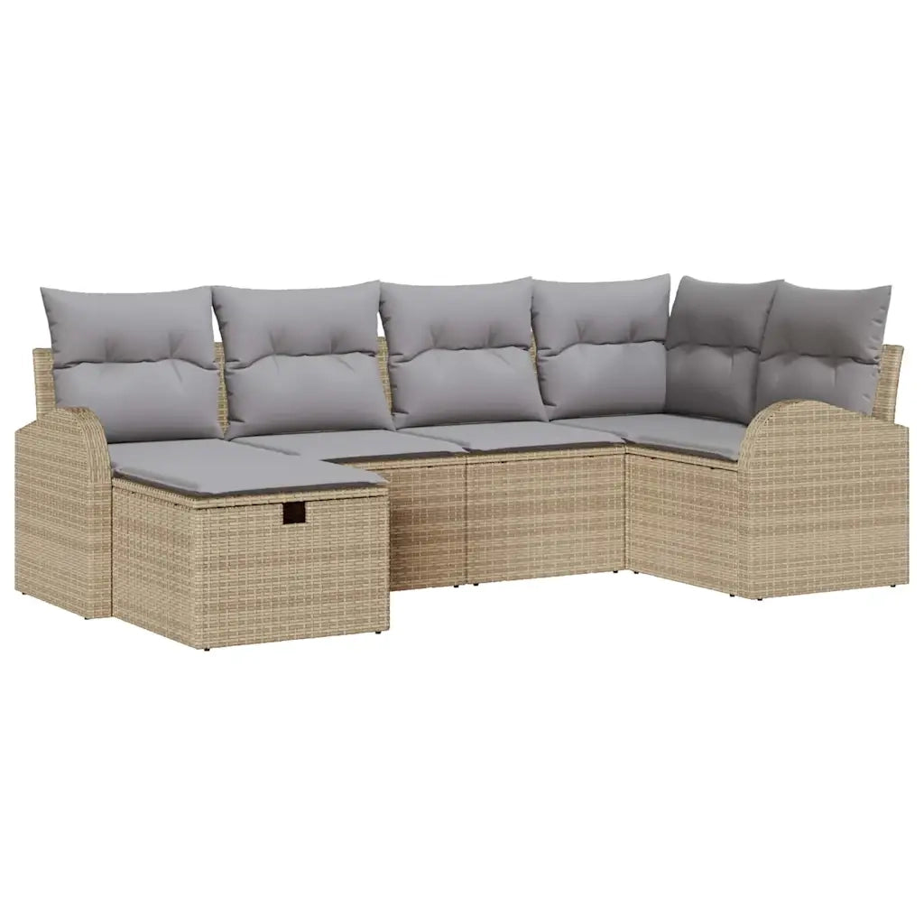 Set Divano da Giardino con cuscino 6 pcs Beige Poly Rattan 3360411