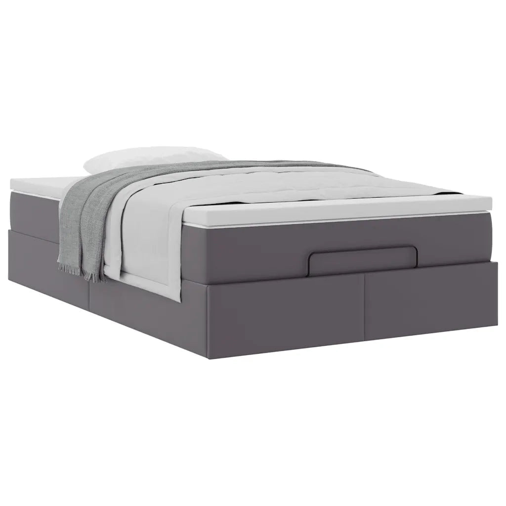 Struttura Letto Pouf con Materasso Grigio 120x190 cm Similpelle 3311029
