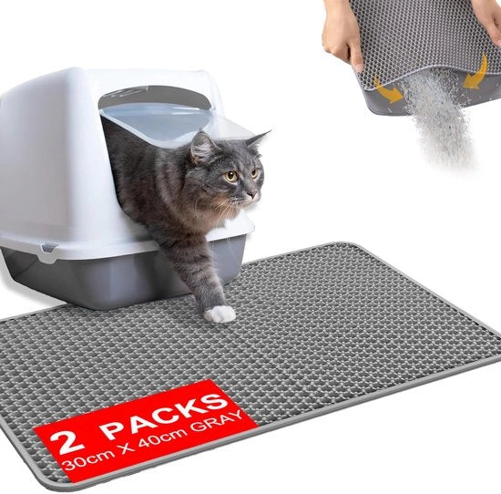 Matrice per gatto, 2-pack matrice per gatto, matrice per gatto, disegno a tela di ragno, progetto a doppia lastra impermeabile, matrice a tela di ragno (grigio 30 * 40 cm)