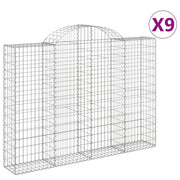 Set di 9 gabbioni ad arco per recinzione gabbia o muro di contenimento 200 x 30 x 140/160 cm ferro zincato argento 02_0041244