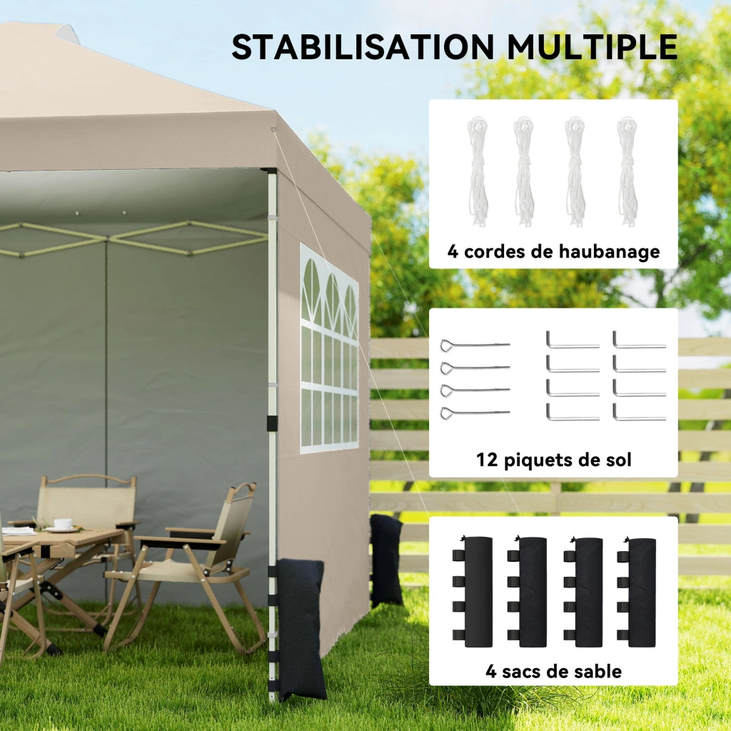 Tenda da Giardino Pieghevole 3x3m ¨C zephmum ¨C Grigio