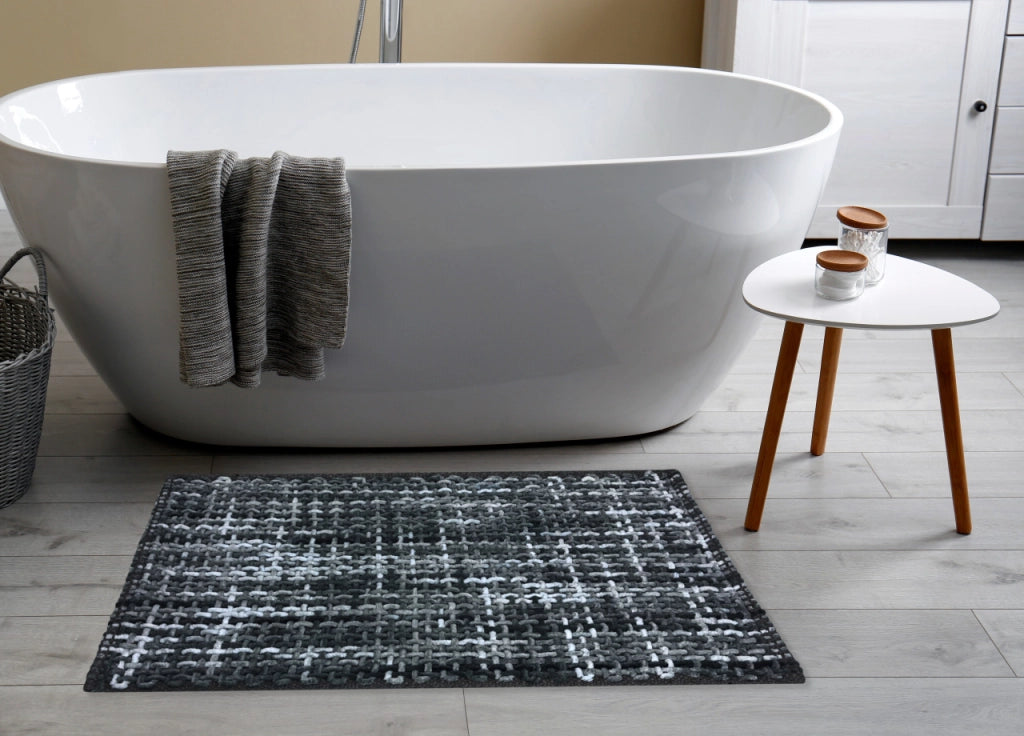 Tappeto Bagno Doccia Antiscivolo In Microfibra Super Assorbente Plot - 40x60 - Nero