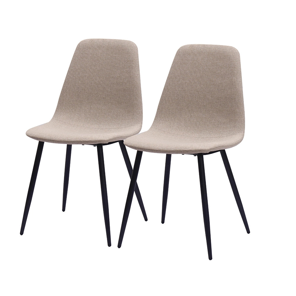 Chaises de salle ¨¤ manger minimalistes en tissu et m¨¦tal - Xylo - Beige/Beige clair
