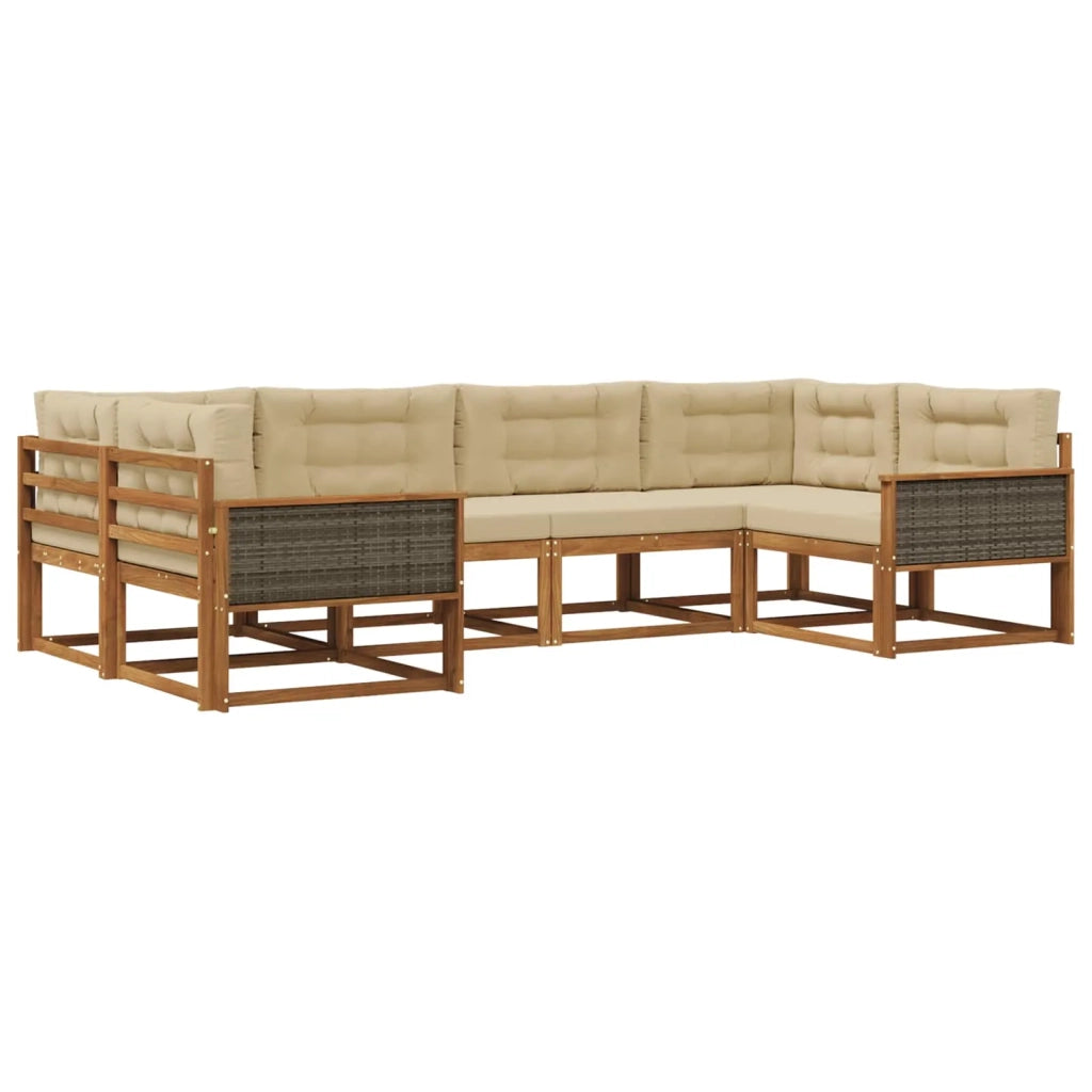 Set di divani da esterno 6 pz Naturale e Beige 3382841