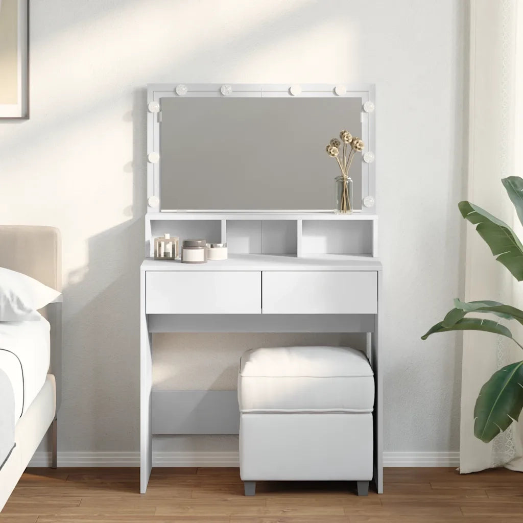 Toeletta | Tavolo da Trucco con LED Bianca 80x41x134,5 cm