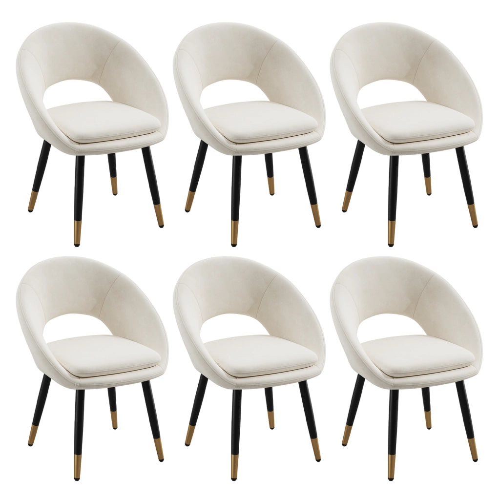 Sedie da Pranzo in Velluto ¨C Xylo ¨C Beige, Set 6 Pezzi, Stile Moderno