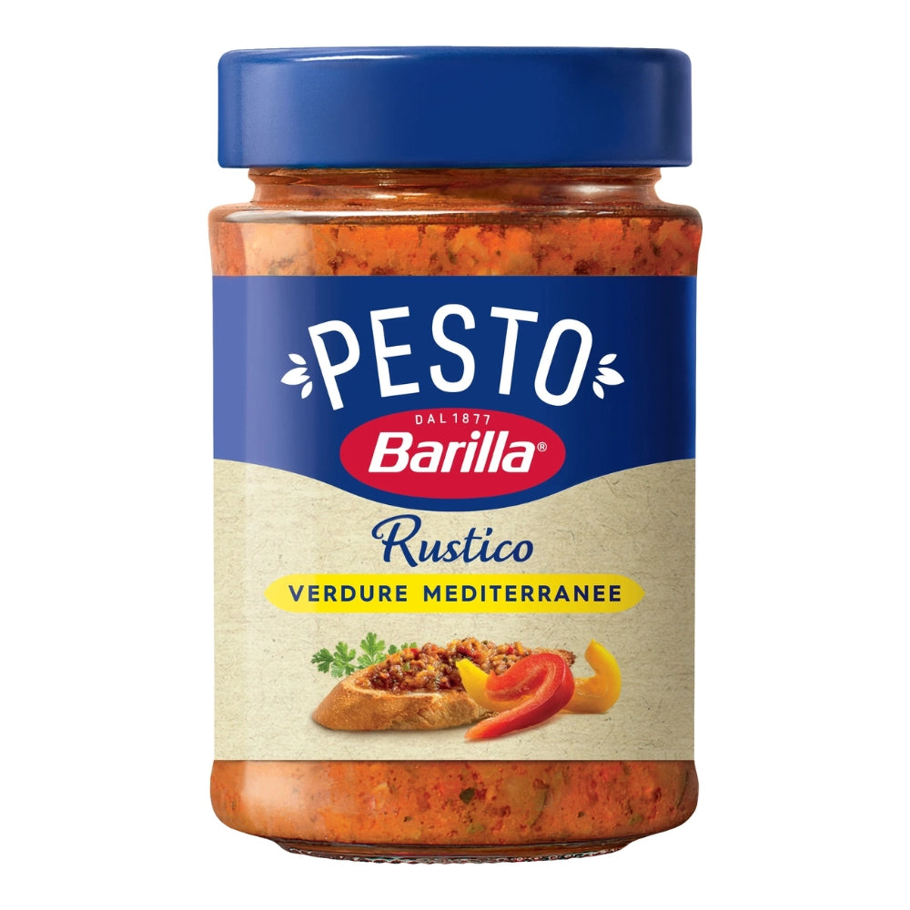Barilla pesto rustico verdure mediterranee 6 vasetti di vetro da 200 grammi