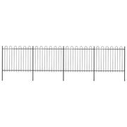 Recinzione da Giardino con Parte Superiore ad Anello in Acciaio 714,5x150 cm Nero 277677